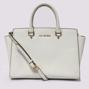 Michael by Michael kors Selma Optic White Leather Satchel